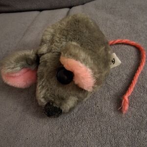 VINTAGE 1970s Wallace Berrie Mealy the Mouse Plush Gray Pink Tail
